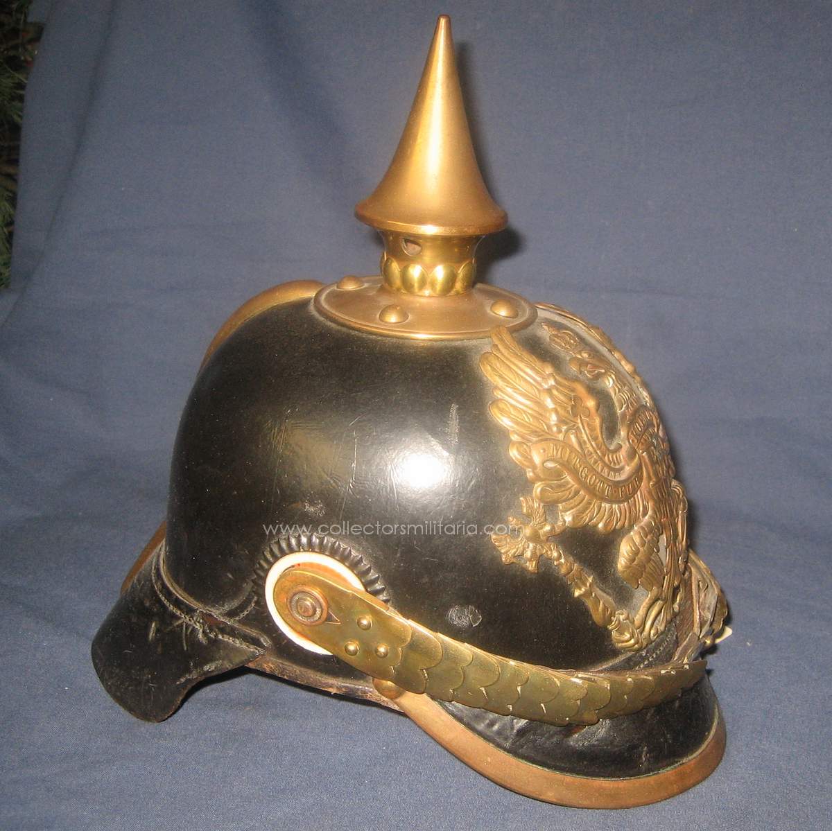 A 1886 Prussian officers spiked helmet.